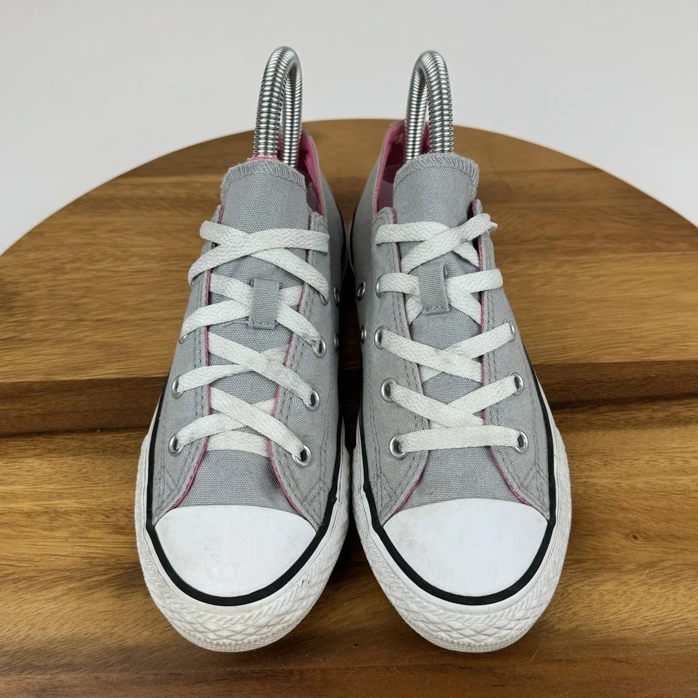 Big Kids Girls Converse CTAS Double Tongue Gray Pink Low Sneakers Shoes Size 3 Y